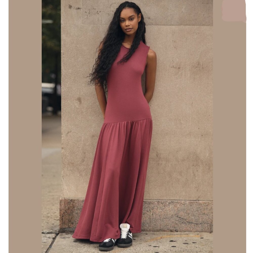 Brand New Daily Practice Sleeveless Drop-Waist Midi Dress